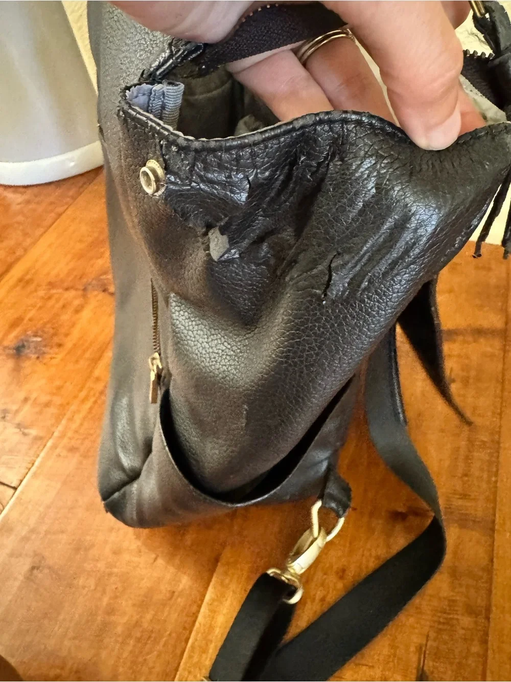 Freshly Picked Black Faux Leather Diaper Backpack